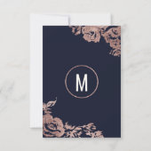 Navy Blue en Roos Gold Floral RSVP-kaarten RSVP Kaartje (Achterkant)