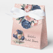 Navy Blue en Roos Gold Floral Vrijgezellenfeest Bedankdoosjes (Voorkant Zijde)