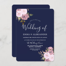 Navy Blue en Roos Gold Floral Wedding