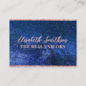 Navy Blue en Roos Gold Glitter Feminine Celestial Visitekaartje (Voorkant)
