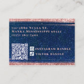 Navy Blue en Roos Gold Glitter Feminine Celestial Visitekaartje (Achterkant)