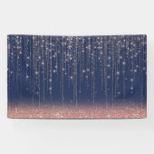 Navy Blue en Roos Gold Glitter Sparkle Achtergrond Spandoek (Horizontaal)