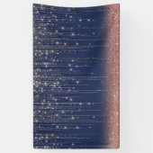 Navy Blue en Roos Gold Glitter Sparkle Achtergrond Spandoek (Verticaal)