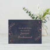 Navy Blue en Roos Gold Junior Bridesmaid-voorstel (Staand voorkant)