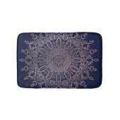 Navy Blue en Roos Gold Mandala Elegant Boho Badmat (Voorkant)
