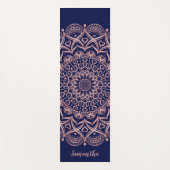 Navy Blue en Roos Gold Mandala gepersonaliseerd Yogamat (Voorkant)