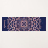 Navy Blue en Roos Gold Mandala gepersonaliseerd Yogamat (Voorkant (horizontaal))