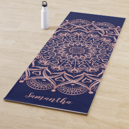 Navy Blue en Roos Gold Mandala gepersonaliseerd Yogamat