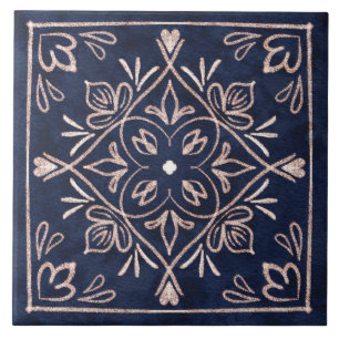Navy Blue en Roos Gold Modern Tegeltje