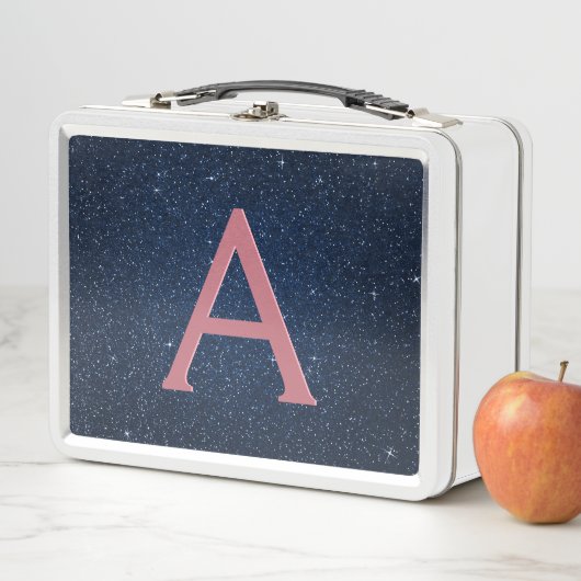 Navy Blue en Roos Gold Sparkle Glitter Monogram (In situ)