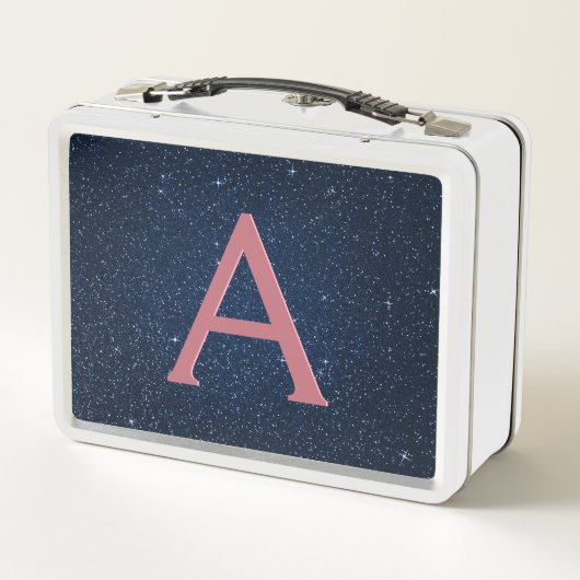 Navy Blue en Roos Gold Sparkle Glitter Monogram (Achterkant)