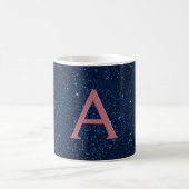 Navy Blue en Roos Gold Sparkle Glitter Monogram Koffiemok (Center)