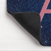 Navy Blue en Roos Gold Sparkle Glitter Monogram Muismat (Hoek)