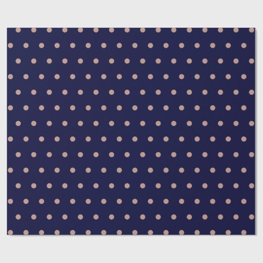 Navy Blue en Roos Gold Textured Polka Dot Pattern Cadeaupapier (Vlak)