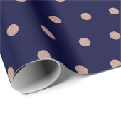 Navy Blue en Roos Gold Textured Polka Dot Pattern Cadeaupapier (Rol Hoek)