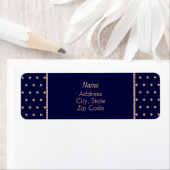 Navy Blue en Roos Gold Textured Polka Dot Pattern Etiket (Insitu)