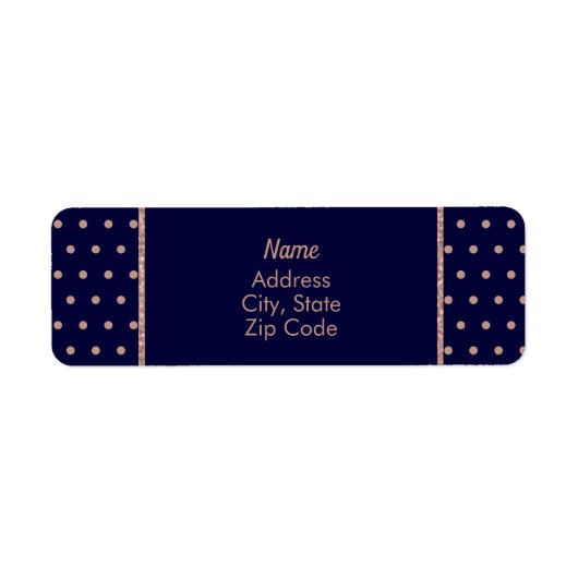 Navy Blue en Roos Gold Textured Polka Dot Pattern Etiket (Voorkant)