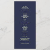 Navy Blue en Roos Gold Wedding Program Programmakaart (Achterkant)
