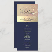Navy Blue en Roos Gold Wedding Program Programmakaart (Voorkant / Achterkant)