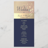 Navy Blue en Roos Gold Wedding Program Programmakaart (Voorkant)