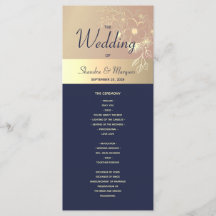 Navy Blue en Roos Gold Wedding Program