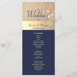 Navy Blue en Roos Gold Wedding Program Programmakaart