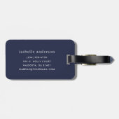 Navy Blue en Roze Chic Stripes Heart Monogram Bagagelabel (Achterkant horizontaal)