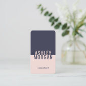 Navy Blue en roze elegant eenvoudig modern vertica Visitekaartje (Staand voorkant)