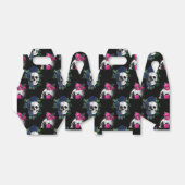 Navy Blue en roze Floral Skulls Gothic Wedding Bedankdoosjes (Uitgevouwen)