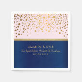 Navy Blue en Roze met Gold Confetti Dot Design Servetten (Voorkant)