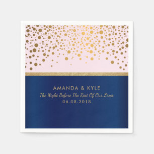 Navy Blue en Roze met Gold Confetti Dot Design Servetten