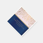 Navy Blue en Roze met Gold Confetti Dot Design Servetten (Hoek)