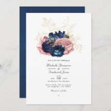 Navy Blue en Roze  Rozen QR Code Weddenschap