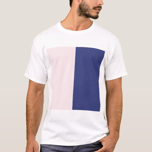 Navy Blue en roze verticale kleurenblokken T-shirt (Voorkant)