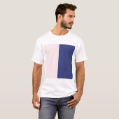 Navy Blue en roze verticale kleurenblokken T-shirt (Voorkant volledig)