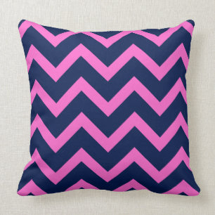 Navy-Blue en Roze Zigzag Chevron Geometric Pattern Kussen