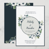 Navy Blue en Sage Invitation Kaart (Voorkant / Achterkant)