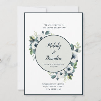 Navy Blue en Sage Invitation Kaart