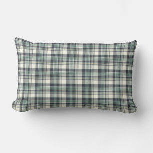Navy Blue en Seafoam Green Coastal Plaid Kussen