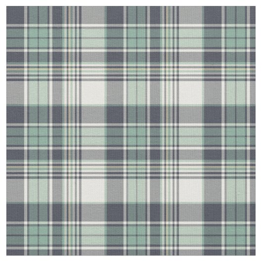 Navy Blue en Seafoam Green Coastal Pset Stof (Close Up)