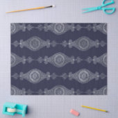 Navy Blue en Silver Abstract Boho Pattern Tissuepapier (Craft)