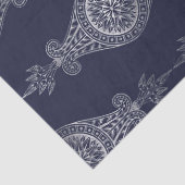Navy Blue en Silver Abstract Boho Pattern Tissuepapier (Detail)