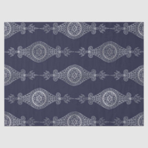 Navy Blue en Silver Abstract Boho Pattern Tissuepapier