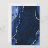 Navy Blue en Silver Agate Marble Engagement Party Kaart (Achterkant)