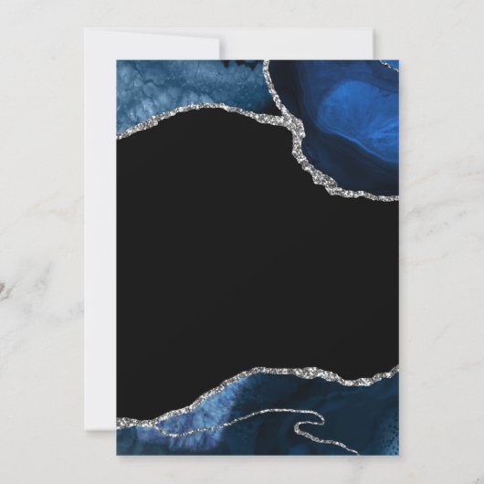 Navy Blue en Silver Agate Virtual Birthday Invitat Kaart (Achterkant)