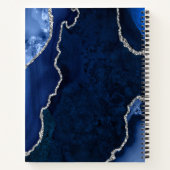Navy Blue en Silver Agate Wedding Guest Book Notitieboek (Achterkant)