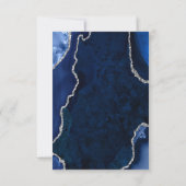 Navy Blue en Silver Agate Wedding Meal Choice RSVP Kaartje (Achterkant)