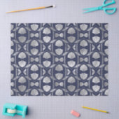 Navy Blue en Silver Art Deco Shell Pattern Tissuepapier (Craft)