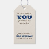 Navy Blue en Silver Bar Mitzvah Dank u Cadeaulabel (Voorkant)