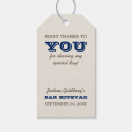 Navy Blue en Silver Bar Mitzvah Dank u Cadeaulabel